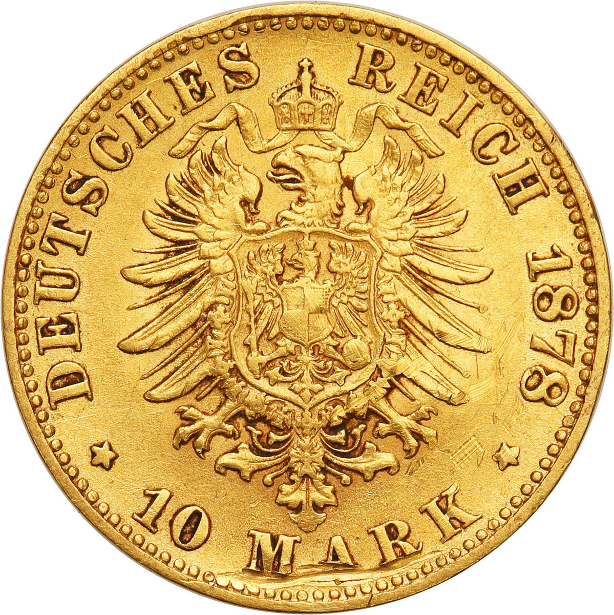 Niemcy, Badenia. Fryderyk I (1856-1907) 10 marek 1878 G, Karlsruhe